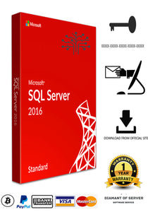 SQL Server 2016 Standard Genuine Key Permanente 40 CORE + 10 Cal Device