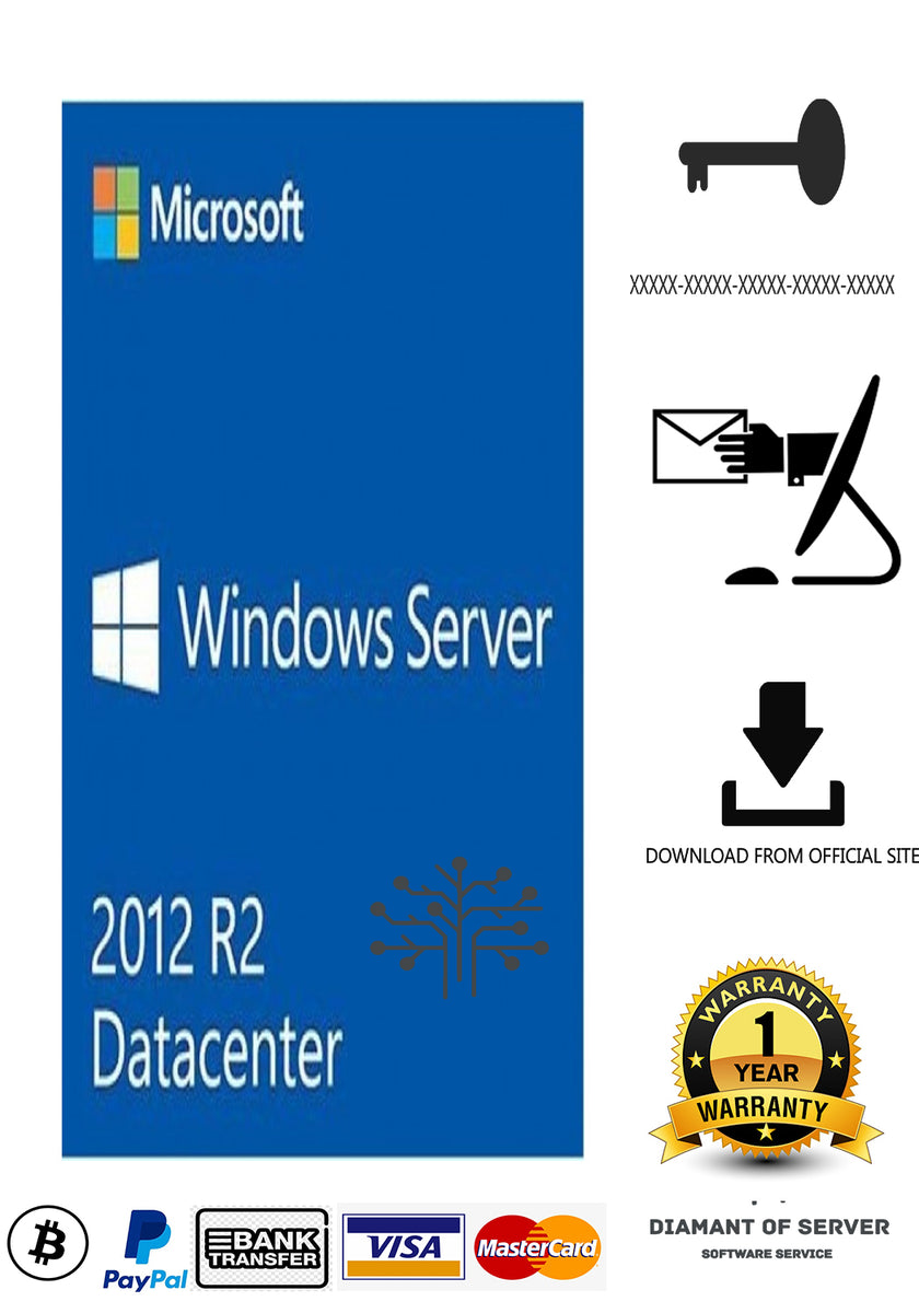 Windows Server 2012 R2 Datacenter Genuine Key Permanente Retail Oem Diamant Server Software 7882